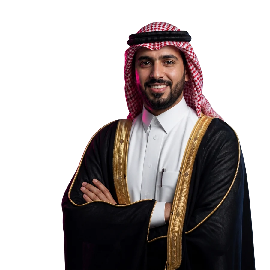 رجل أعمال سعودي يستعرض نتائج حملات AdCreative التسويقية